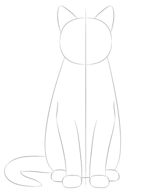 como desenhar um gato sentado 1
