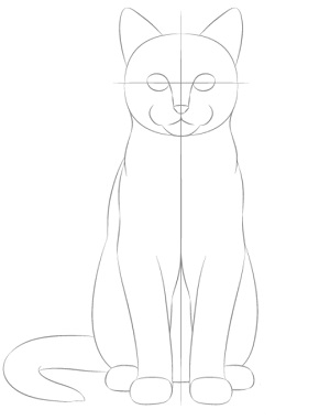 como desenhar um gato sentado 3