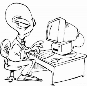 desenho de computador com alien