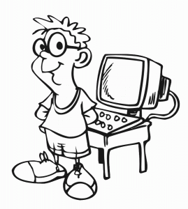 desenho de computador com um menino