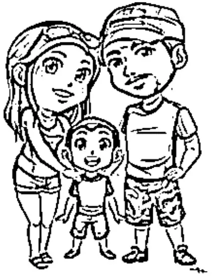 desenho de família para colorir e pintar