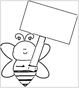 desenho de abelha com placa